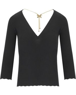 Elisabetta Franchi Maglia Con Collana Nera - Nero