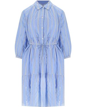 Woolrich Hellblaues hemdkleid aus broderie anglaise