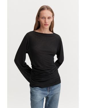 Filippa K Gathered Lyocell Cashmere Top - Black