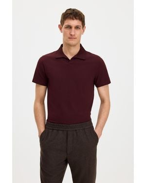 Filippa K Stretch Cotton Polo T-Shirt - Red