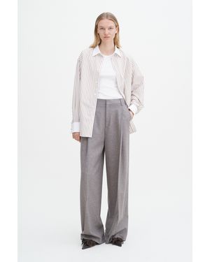 Filippa K Wide Pleated Flannel Trousers - Grey