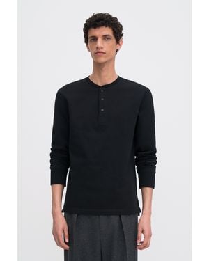 Filippa K Heavy Cotton Henley - Black