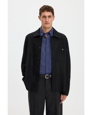 Filippa K Boiled Wool Shirt Jacket - Blue