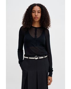 Filippa K Sheer Knit Henley - Black