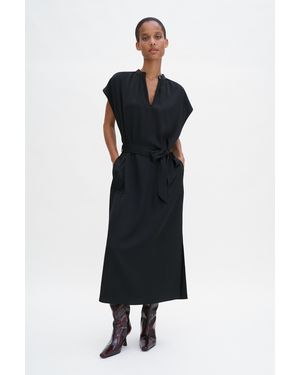 Filippa K Belted Stand Collar Dress - Black
