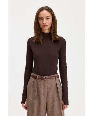 Filippa K Rib Mock Neck Top - Brown