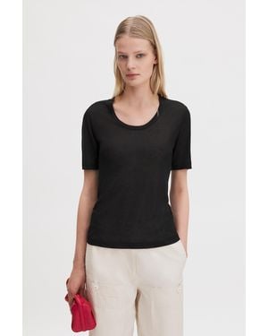 Filippa K Lyocell Cashmere Scoop Tee - Black