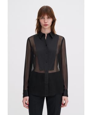 Filippa K Sheer Silk Tuxedo Shirt - Black
