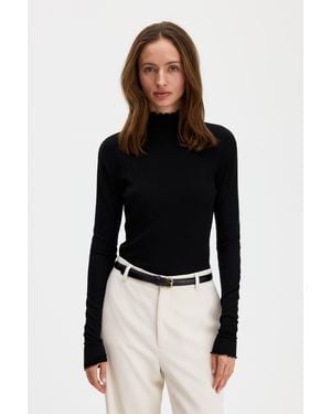Filippa K Rib Mock Neck Top - Blue