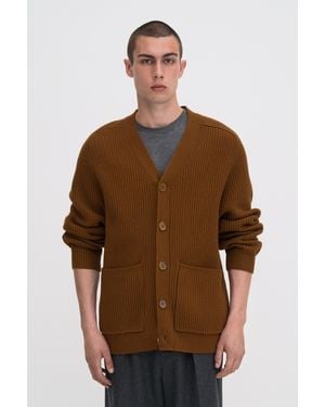 Filippa K Chunky Ribbed Wool Cardigan - Brown