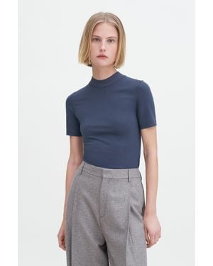 Filippa K Mock Neck Tee - Blue
