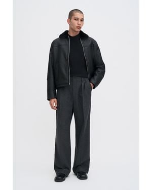 Filippa K Shearling Leather Jacket - Black