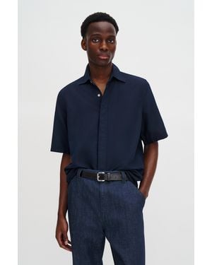 Filippa K Cotton Linen Short Sleeve Shirt - Blue