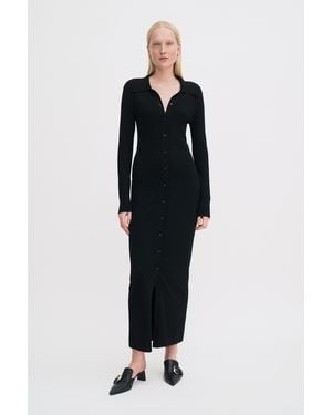 Filippa K Ribbed Knit Shirt Dress - Black