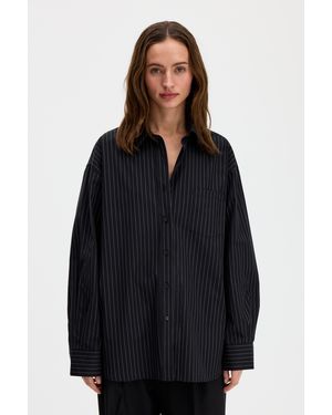 Filippa K Sammy Poplin Pinstripe Shirt - Blue