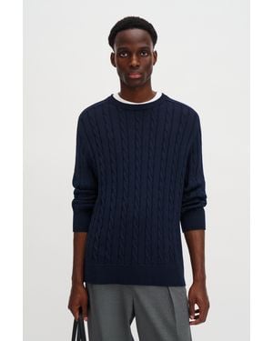 Filippa K Braid Cotton Crewneck Jumper - Blue