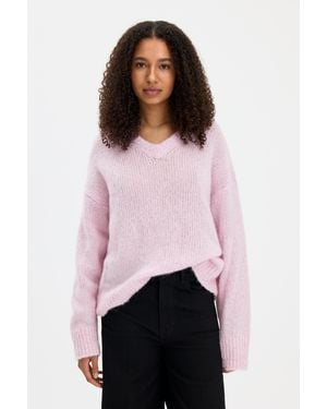 Filippa K Hairy Alpaca V-Neck Sweater - Pink
