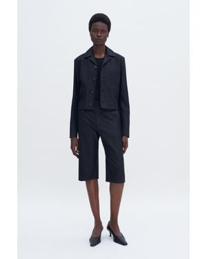 Filippa K Straight Cotton Linen Shorts - Blue