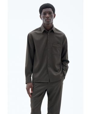 Filippa K Boxy Wool Twill Shirt - Black