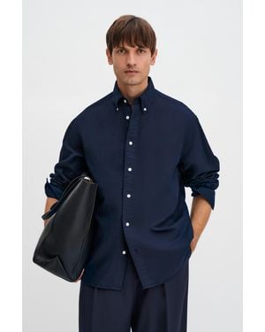 Filippa K Relaxed Cotton Linen Shirt - Blue
