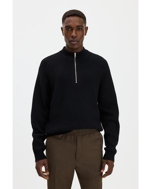 Filippa K Wool Half Zip Sweater - Black