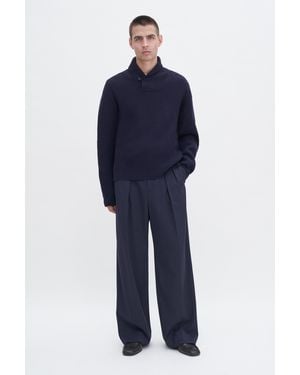 Filippa K Lambswool Shawl Collar Jumper - Blue