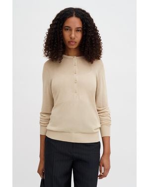 Filippa K Sheer Knit Henley - Natural