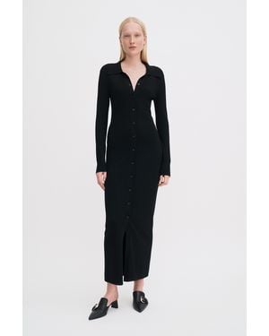 Filippa K Ribbed Knit Shirt Dress - Black