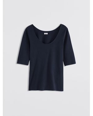 Filippa K Cotton Stretch Scoop Neck Top - Blue