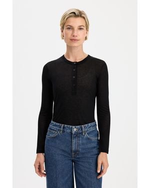 Filippa K Lyocell Cashmere Henley - Black