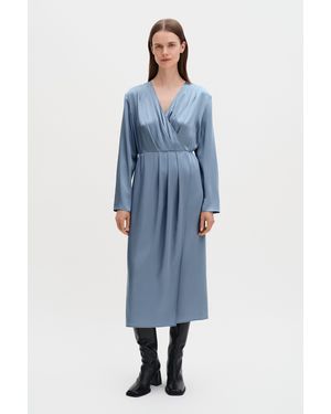 Filippa K Pleated Wrap Dress - Blue