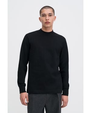 Filippa K Heavy Cotton Mock Neck Shirt - Black