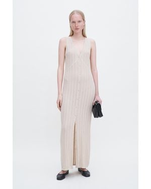 Filippa K Buttoned Mesh Knit Dress - Natural