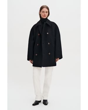 Filippa K Boiled Wool Peacoat - Blue