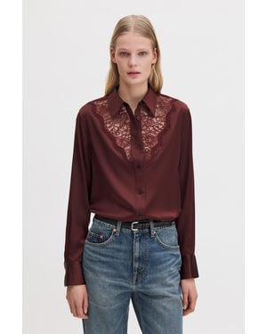 Filippa K V-Detail Lace Shirt - Red