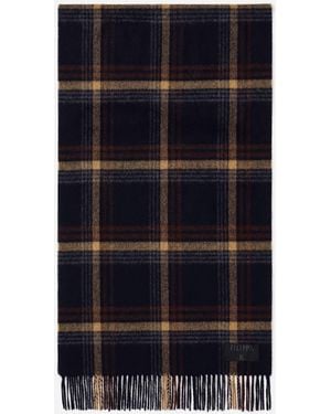 Filippa K Merino Check Scarf - Blue
