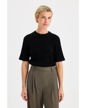 Filippa K Light Braid Knitted Tee - Black