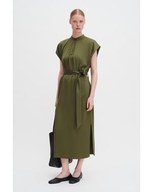 Filippa K Belted Stand Collar Dress - Green