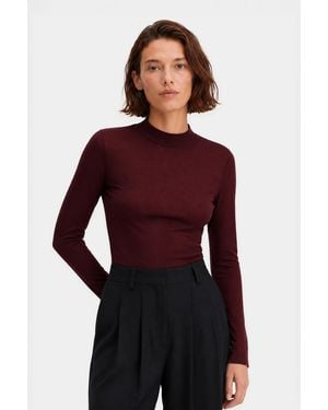 Filippa K Lyocell Cashmere Mock Neck Top - Purple