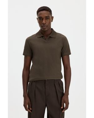 Filippa K Stretch Cotton Polo T-Shirt - Brown