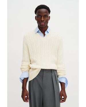 Filippa K Braided Cotton V-Neck Jumper - Natural
