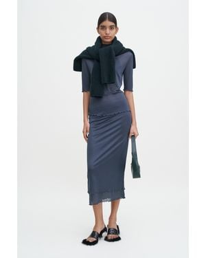 Filippa K Layered Frill Crepe Skirt - Blue