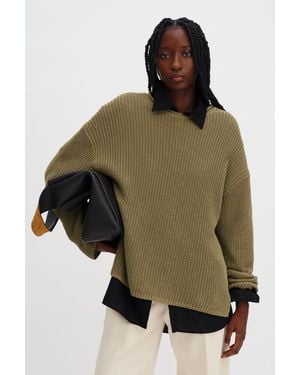 Filippa K Ribbed Cotton Linen Jumper - Green