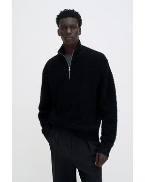 Filippa K Fluffy Half Zip Sweater - Black