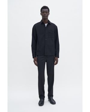 Filippa K Boxy Wool Twill Shirt - Blue
