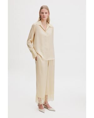 Filippa K Lace Detail Pants - Natural