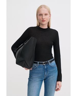 Filippa K Lyocell Cashmere Mock Neck Top - Black