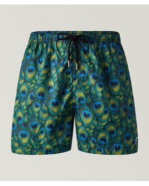 TOOCO Peacock Feathers Printed Swim Shorts - Green