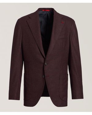Isaia Marechiaro Check Wool-Cashmere Sport Jacket - Purple