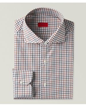 Isaia Mix Check Cotton Dress Shirt - Red